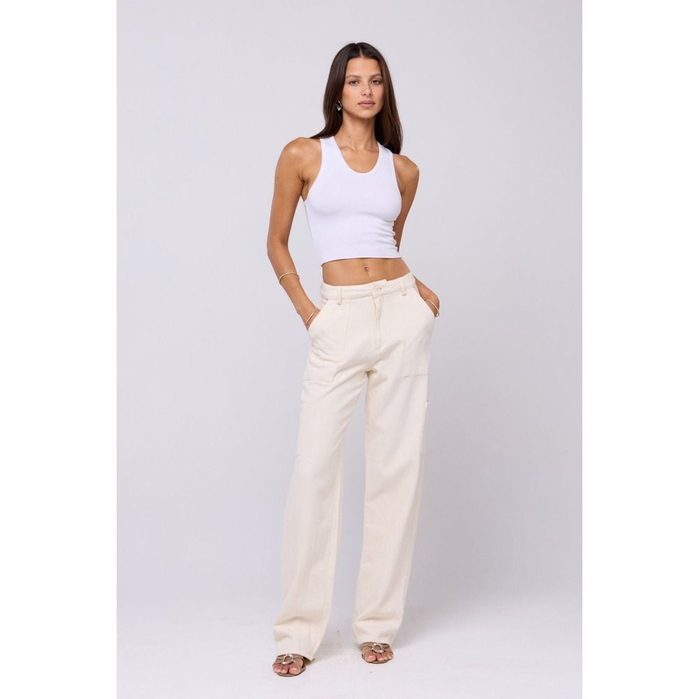 Resa Women Elsa Cargo Pants Small Cream Painter Wide Leg Baggy Textured - Picture 1 of 12
